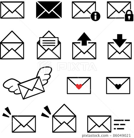 Simple illustration icon set for email Simple illustration icon set for email 86049021