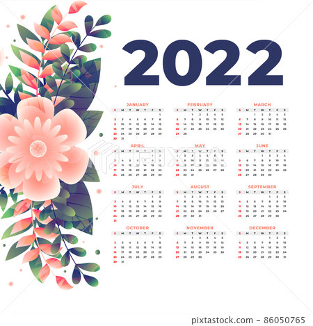 stylish flower 2022 new year calendar design template stylish flower 2022 new year calendar design template 86050765