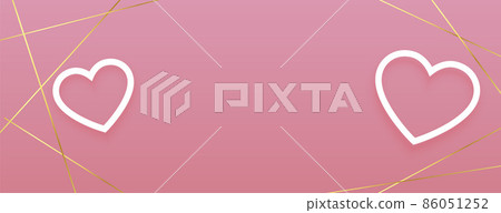 valentines banner with golden lines and white... - Stock Illustration ...