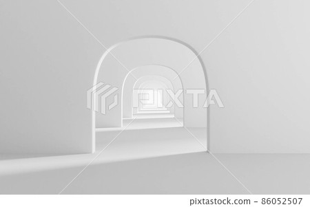 white walls door frame abstract room background 3d render illustration 86052507