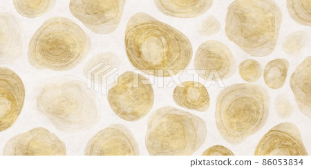 Alcohol ink art) Beige background with cobblestone-style dot pattern, golden tiles, vortex, horizontal abstract banner, pebbles floor 86053834