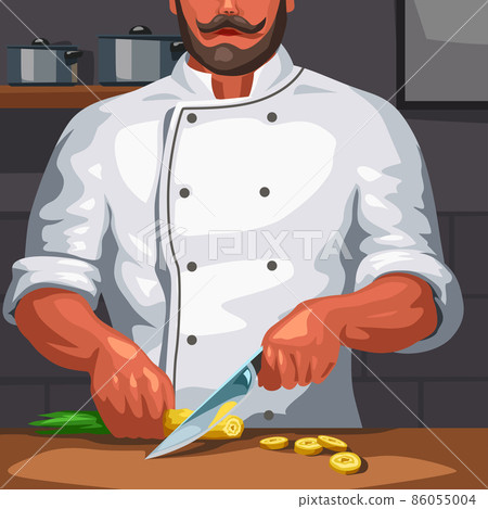 professional male chef at work in kitchen 86055004