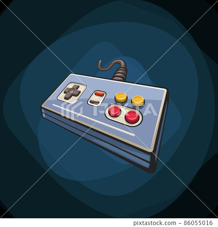 old blue gamepad cartoon style on dark 86055016