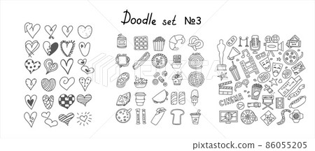 Big set of hand drawn coffee and tea doodles. A... - Stock Illustration ...