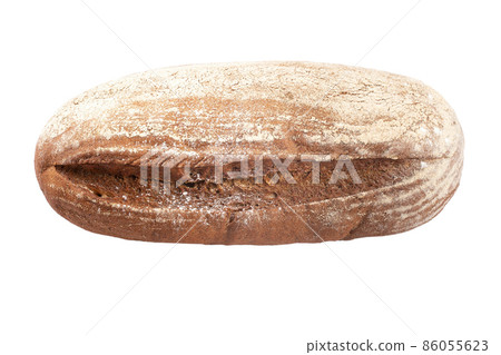 Freshly baked bread isolated on white background, top view. Freshly baked bread isolated on white background, top view. 86055623