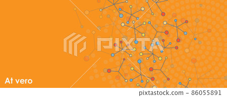 Triangle futuristic science structure for your project. Polygonal vector design. Connect color lines and dots on color background 86055891