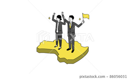 A smiling business person standing on a map of Fukushima prefecture, 3D illustration, vector illustration A smiling business person standing on a map of Fukushima prefecture, 3D illustration, vector illustration 86056031