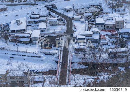 View from Yamadera Godaido Winter snow scene (Yamagata City, Yamagata Prefecture) 86056849