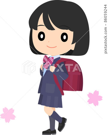 一個背著書包微笑的女孩 一個背著書包微笑的女孩 86059244