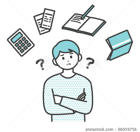 Illustration material to think about how to keep a household account book Illustration material to think about how to keep a household account book 86059756