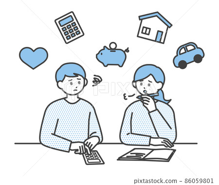 Illustration material that young men and women are worried about future money Illustration material that young men and women are worried about future money 86059801