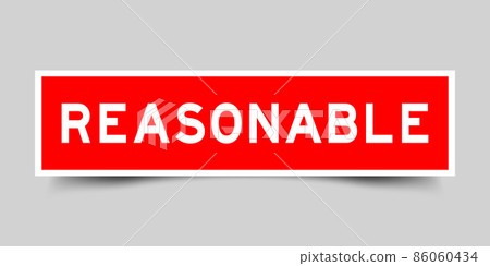 Square label banner with word reasonable in red color on gray background 86060434