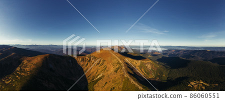 Aerial View of Mountain Hills, Carpathian Mountains Landscape. 86060551