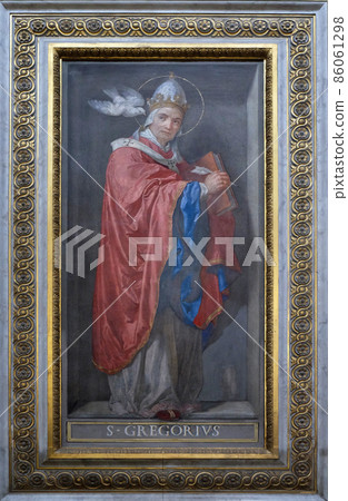 Saint Gregory the Great painting in Santa Maria in Aquiro church in Rome, Italy 86061298
