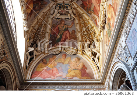 Saint John the Evangelist fresco in the Theodoli chapel by Giulio Mazzoni, Church of Santa Maria del Popolo, Rome, Italy Saint John the Evangelist fresco in the Theodoli chapel by Giulio Mazzoni, Church of Santa Maria del Popolo, Rome, Italy 86061368