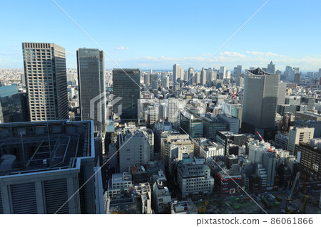 東京建築物鳥瞰圖（從東京站上空俯瞰日本橋方向，2022 年 1 月） 86061866
