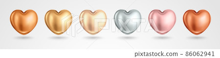 Set of metallic Hearts - Stock Illustration [86062941] - PIXTA