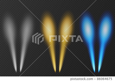 Set of transparent car headlight top view on night background Set of transparent car headlight top view on night background 86064675