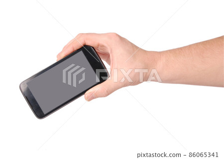 Man hand holding the smartphone Man hand holding the smartphone 86065341