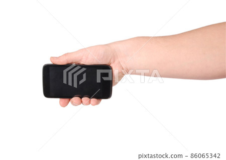 Man hand holding the smartphone Man hand holding the smartphone 86065342