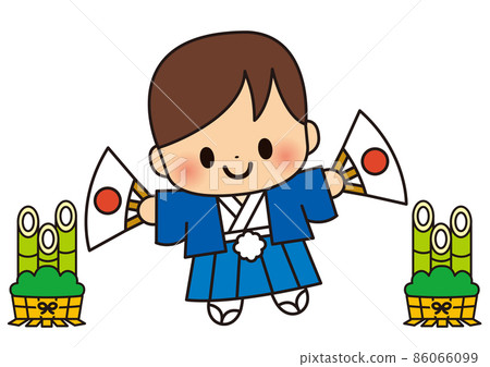 新年門松和小男孩 新年門松和小男孩 86066099