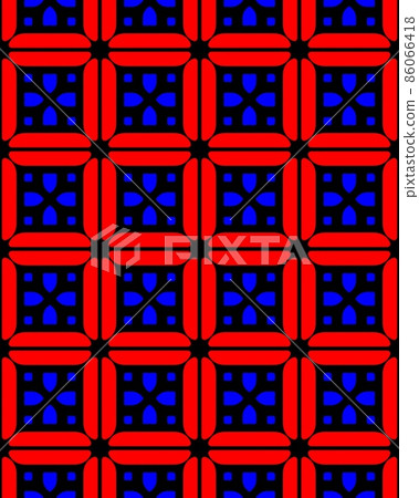 Seamless red and blue pattern of black lines - perfect for wallpapers 86066418