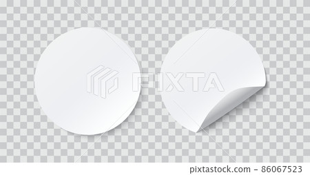 Paper round sticker with peeling corner and shadow 86067523