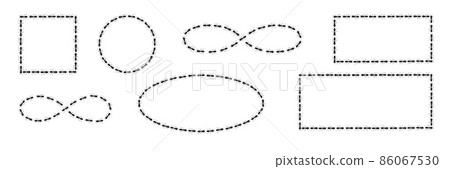 Ants path shaping infinity sign, square and circle boders. Ant trail isolated in white background. Vector illustration Ants path shaping infinity sign, square and circle boders. Ant trail isolated in white background. Vector illustration 86067530