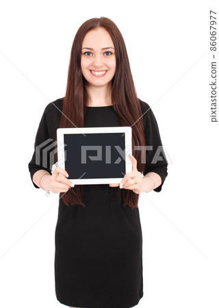 Girl keeps tablet pc Girl keeps tablet pc 86067977