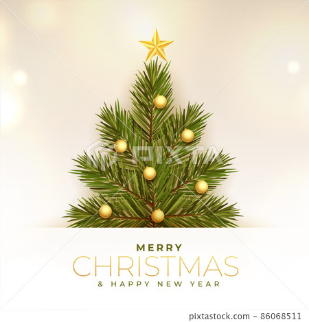 realistic christmas tree with festival decoration 86068511