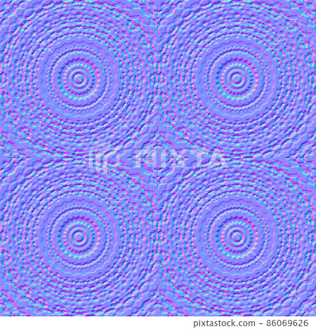 Beautiful multicolor abstract geometric kaleidoscope background, normal map, seamless pattern, 3d rendered 86069626