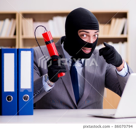 Criminal businessman with balaclava with dynamite 86070794