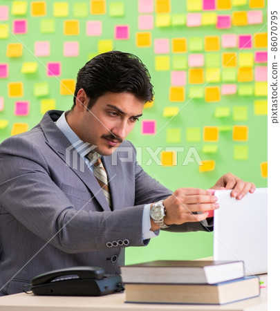 Businessman with many conflicting priorities Businessman with many conflicting priorities 86070795