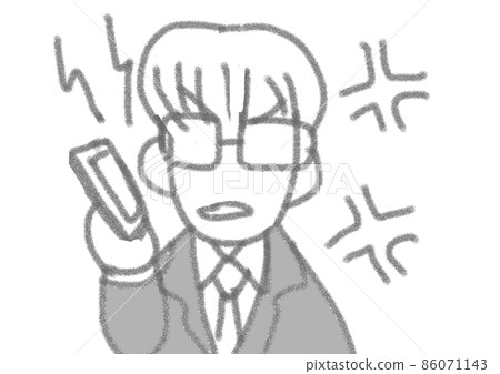 一個戴眼鏡的男人對智能手機感到沮喪和憤怒 一個戴眼鏡的男人對智能手機感到沮喪和憤怒 86071143
