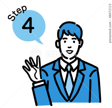 Step 4 A young man in a suit explaining the process Step 4 A young man in a suit explaining the process 86072115