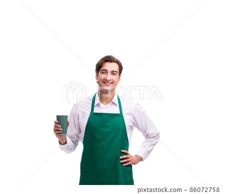 The young barista isolated on white background The young barista isolated on white background 86072758