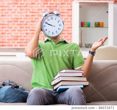 The young student preparing for exams at home The young student preparing for exams at home 86072871