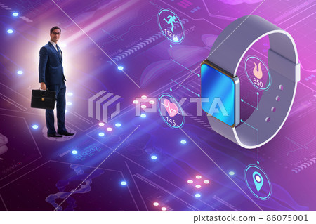 Businessman in the concept with smartwatch 86075001