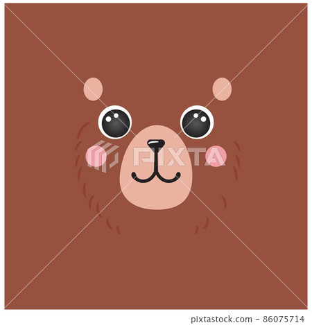Bear Cute portrait square smiley head cartoon round shape animal face avatar, isolated vector icon illustration. Flat 86075714