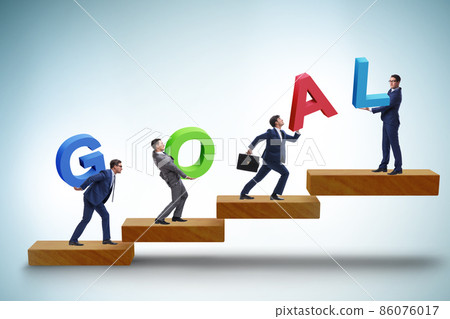 Businessman in goal concept carrying letters 86076017