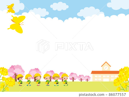 與朋友一起上幼兒園的可愛幼兒園孩子的插圖 背景複製空間模板 與朋友一起上幼兒園的可愛幼兒園孩子的插圖 背景複製空間模板 86077557