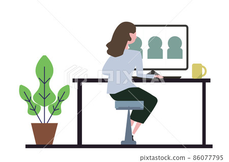 Female chat home remote to make a video call 86077795