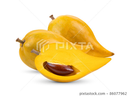 canistel fruit (Egg fruit, Tiesa, Yellow sapote, Canistelsapote, Chesa, Pouteria lucuma) isolated on white 86077962