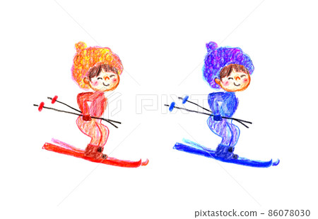 滑雪人手繪剪裁 86078030