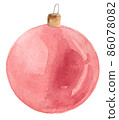 Watercolor red ball 86078082
