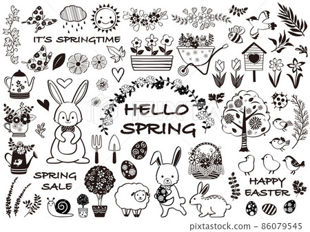 Spring and Easter black and white material set Spring and Easter black and white material set 86079545