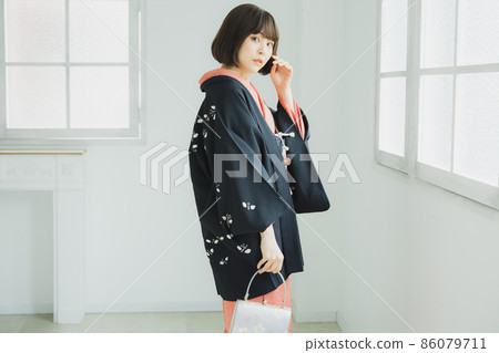 Edo Komon Kurohaori Kimono Edo Komon Kurohaori Kimono 86079711