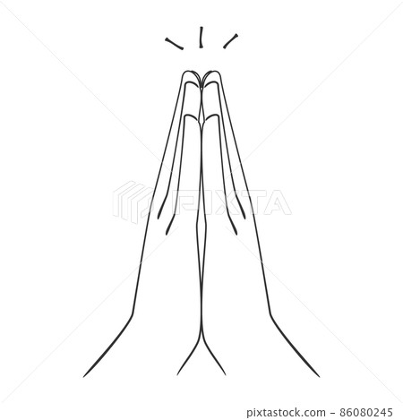 Hand illustration Gassho - Stock Illustration [86080245] - PIXTA