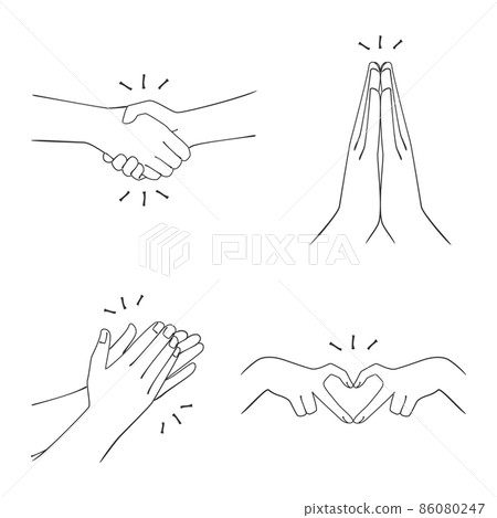 Illustrations of various hands 86080247