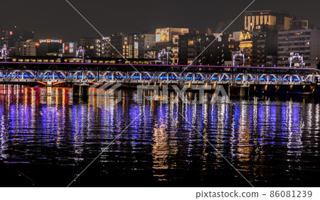 Night view of Sumida River, Tokyo Sumida River Walk Night view of Sumida River, Tokyo Sumida River Walk 86081239